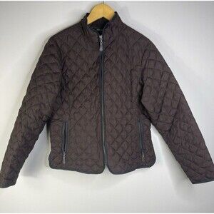 Eddie Bauer Quilted Goose Down Women's Size Large Dark Brown Minimalist